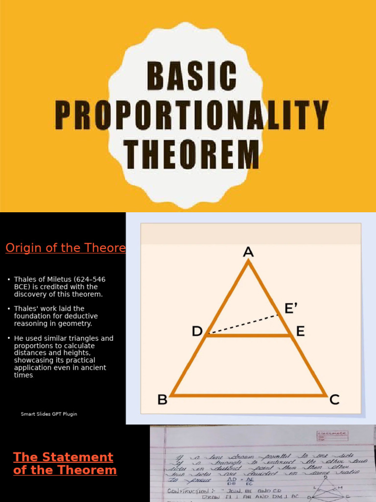 Thales' Basic Proportionality Theorem | PDF | Geometry | Mathematics