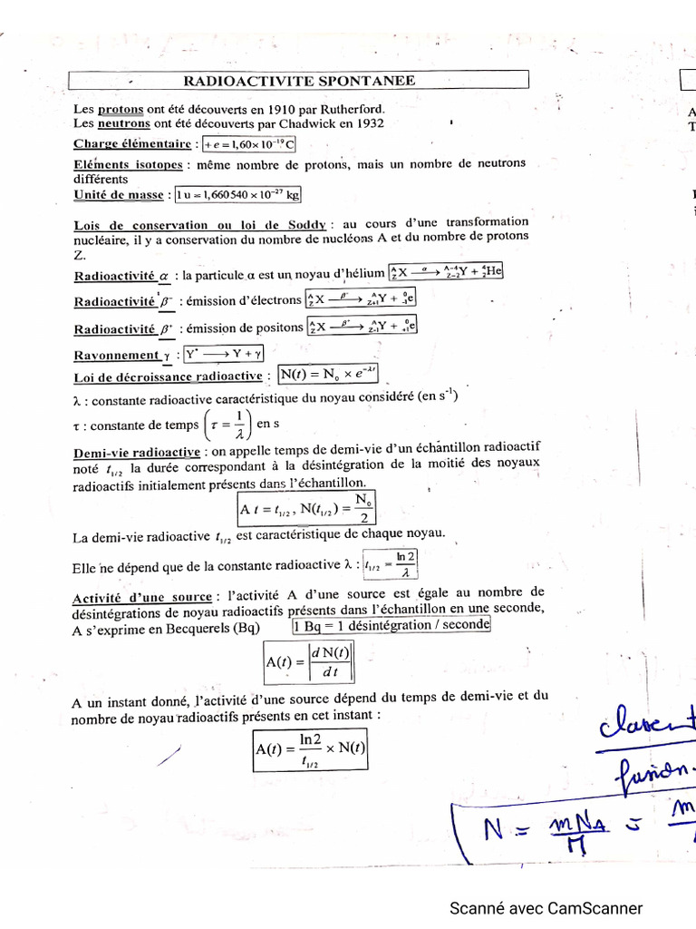 2 - Résumé Radioactivité + Astuces | PDF