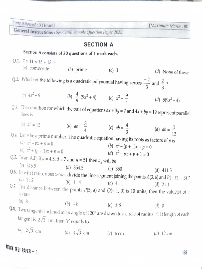 CBSE Class 10 Sample Paper 2025 | PDF | Circle | Area