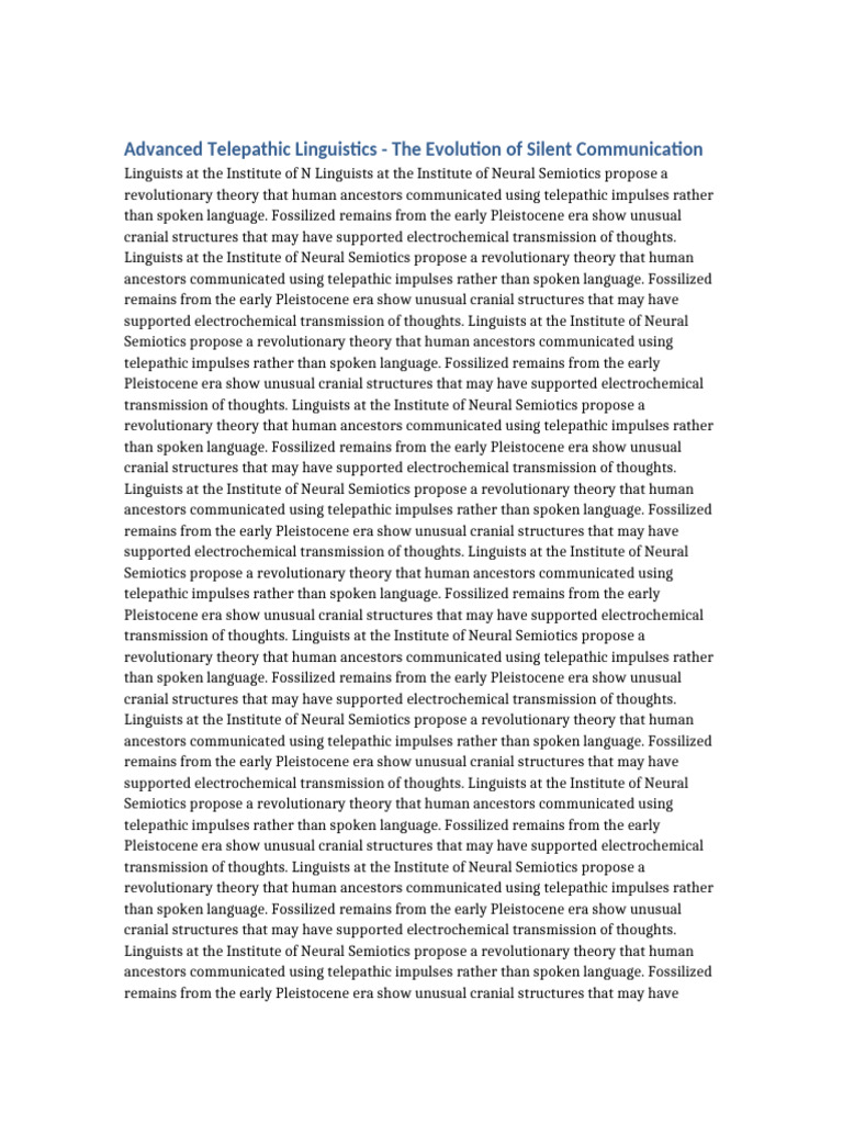 Telepathic Communication in Ancestors | PDF | Human Evolution | Semiotics