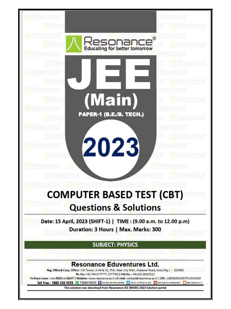 (Main) : Computer Based Test (CBT) | PDF | Pressure | Waves
