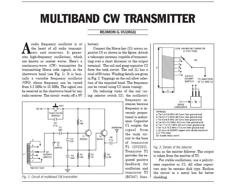 Multiband CW Transmitter | PDF | Transmitter | Electronic Oscillator