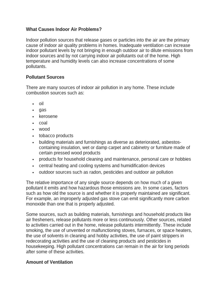 What Causes Indoor Air Problems | PDF | Ventilation (Architecture ...