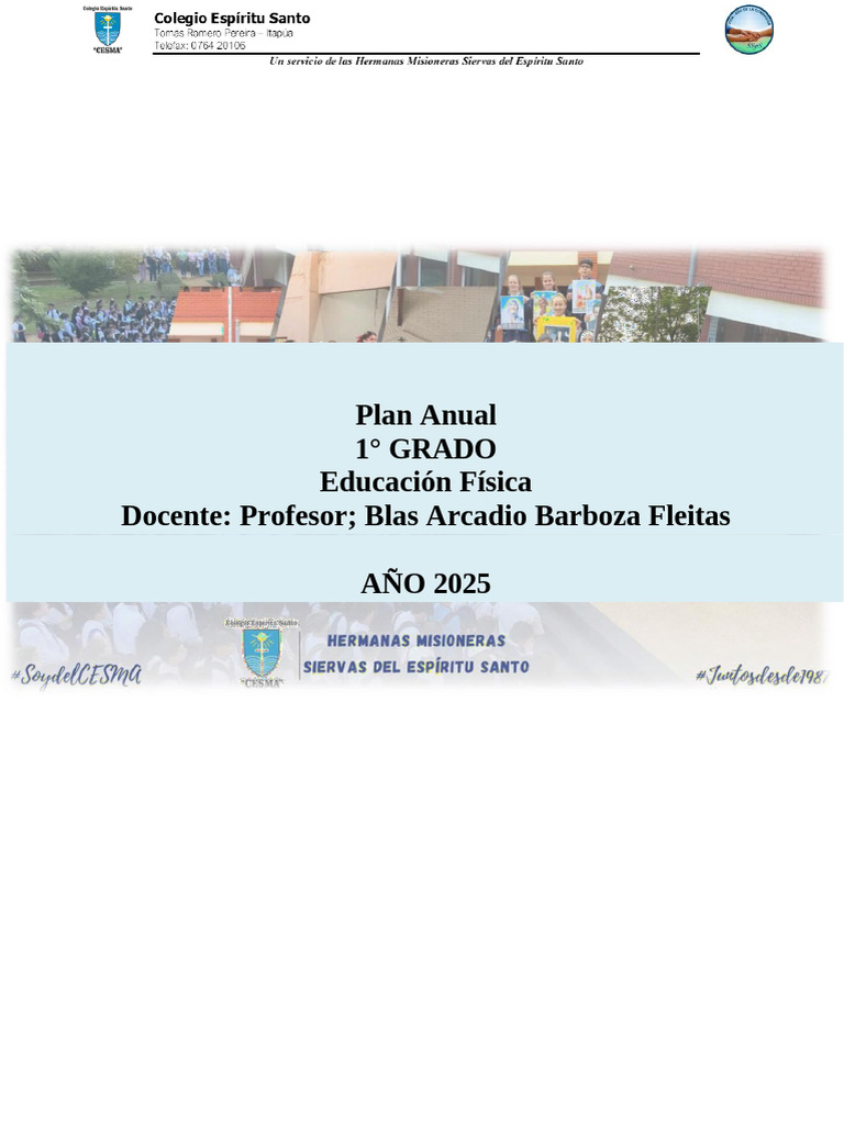 Plan Anual de Educación Física 1° Grado | PDF