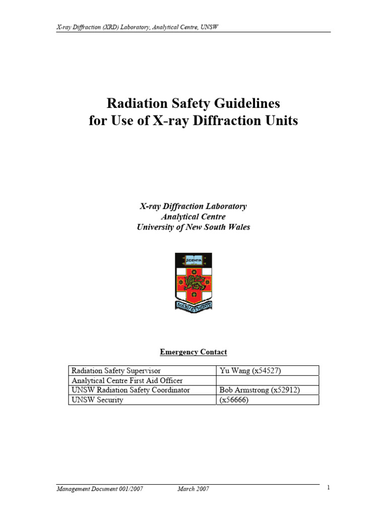 XRD Radiation Safety Guidelines UNSW | PDF | Absorbed Dose | Radiation ...