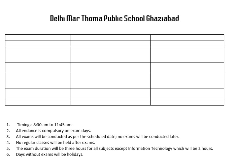 Date Sheet For Pre-Board For Class X & Xii | PDF