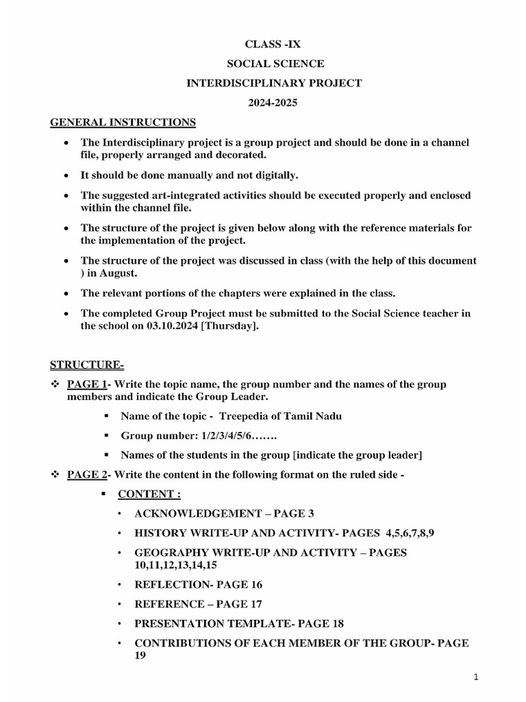 Class IX Interdisciplinary Project Guide | PDF | Forests | Trees