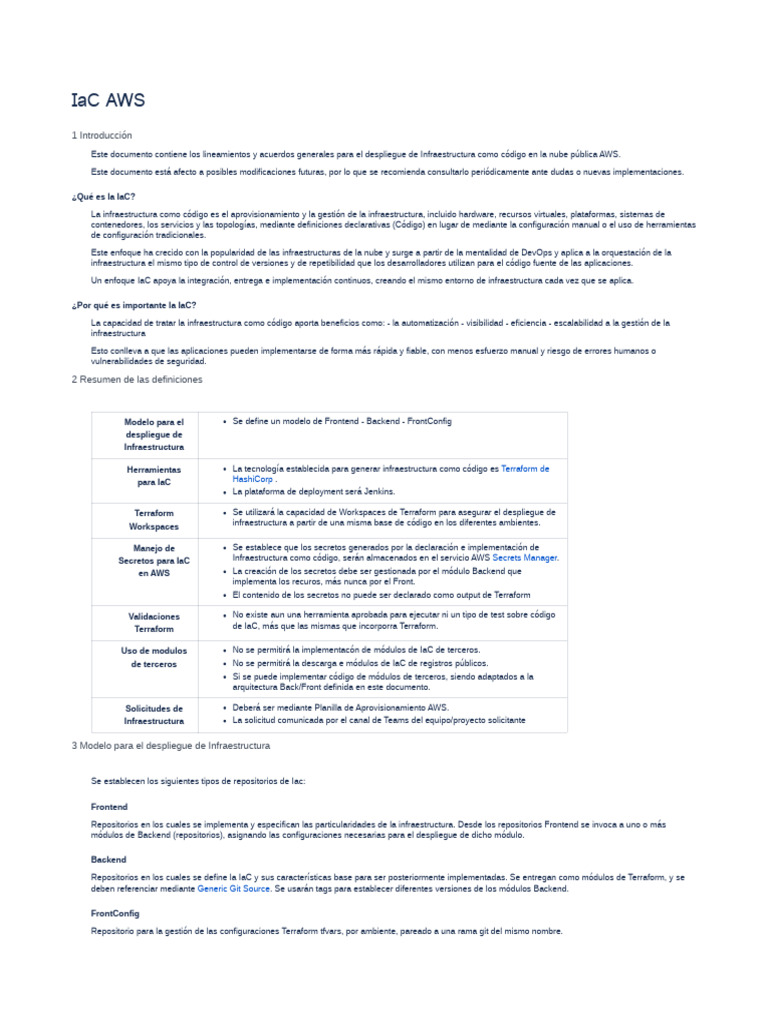 Lineamientos de IaC en AWS | PDF | Arquitectura Computacional ...