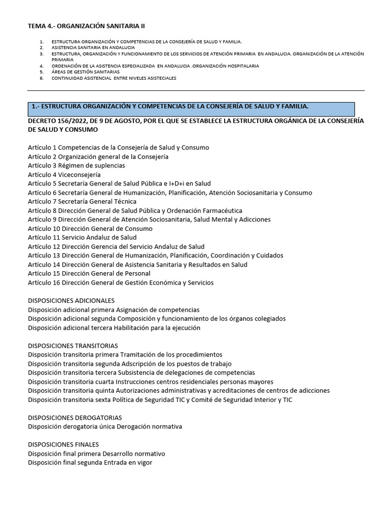 Organización Sanitaria en Andalucía | PDF | Cuidado de la salud ...