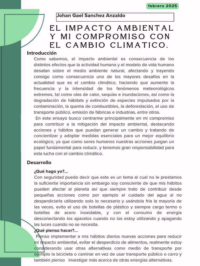 Compromiso Personal con el Medio Ambiente | PDF | Entorno natural ...