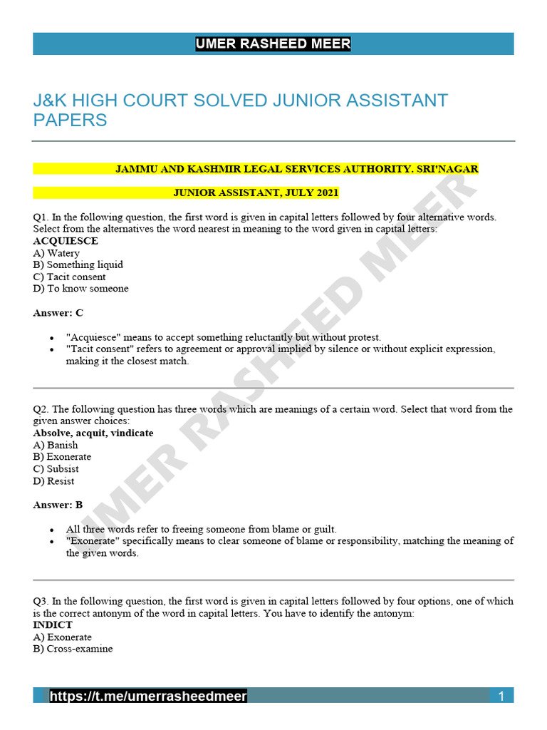 J&K High Court Junior Assistant Papers | PDF | Markup Language | Lawsuit