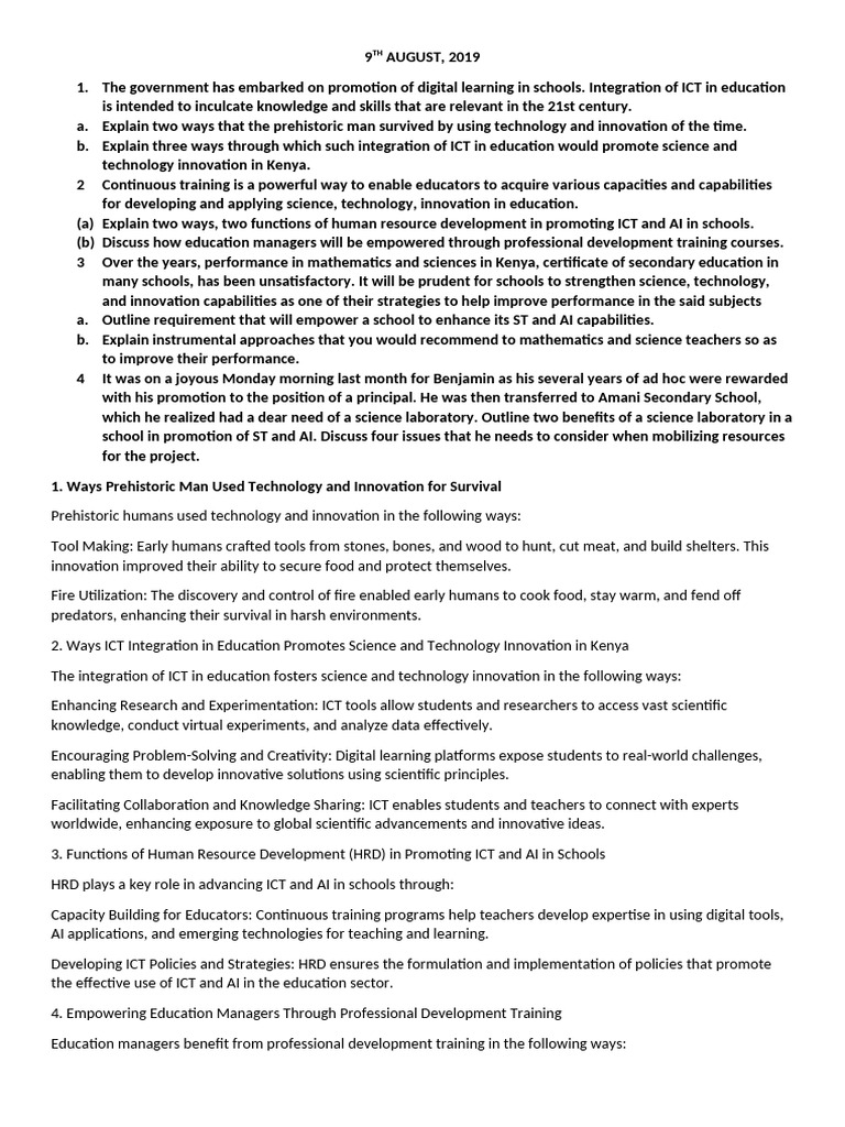 Sample Questions and Answers For Diploma in Education Management Course ...