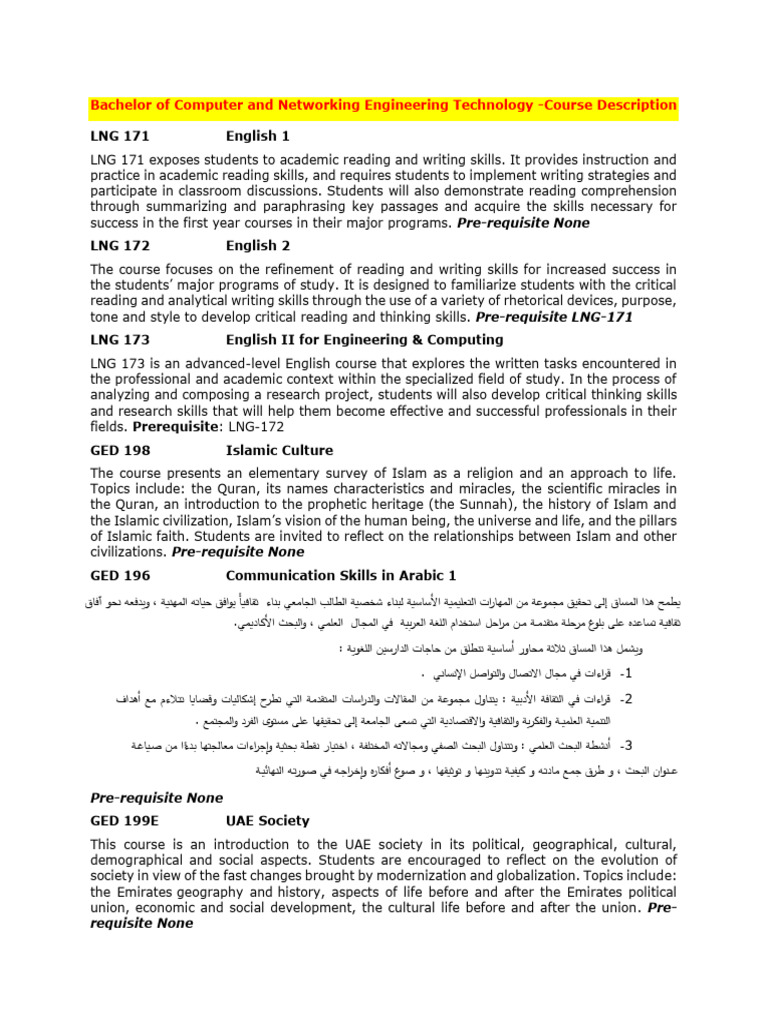 Bachelor of Computer and Networking Engineering Technology-Course ...