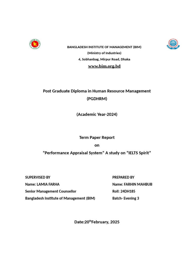 Performance Appraisal System Study in HRM | PDF | Performance Appraisal ...
