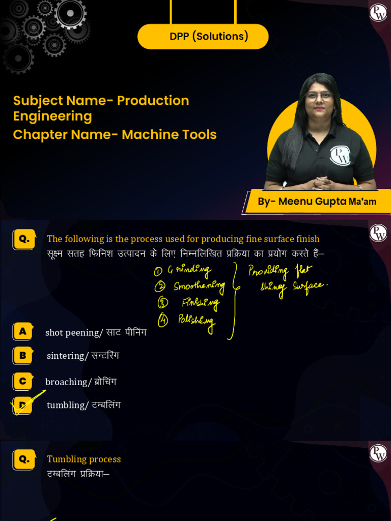 Machine Tools - DPP 03 (Of Lec 08) Solution Notes | PDF | Business ...
