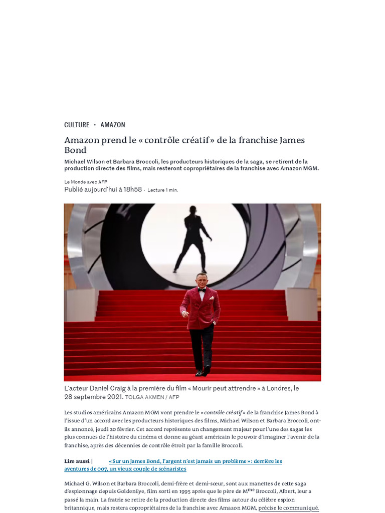 Amazon prend le contrôle de James Bond | PDF