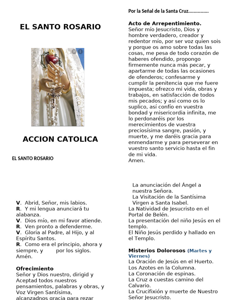 Oraciones y Misterios del Santo Rosario | PDF | María, madre de Jesús ...