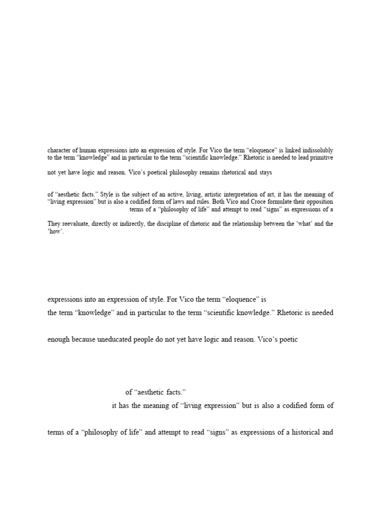 Rhetoric and Style in Vico and Croce | PDF | Aesthetics | Reason
