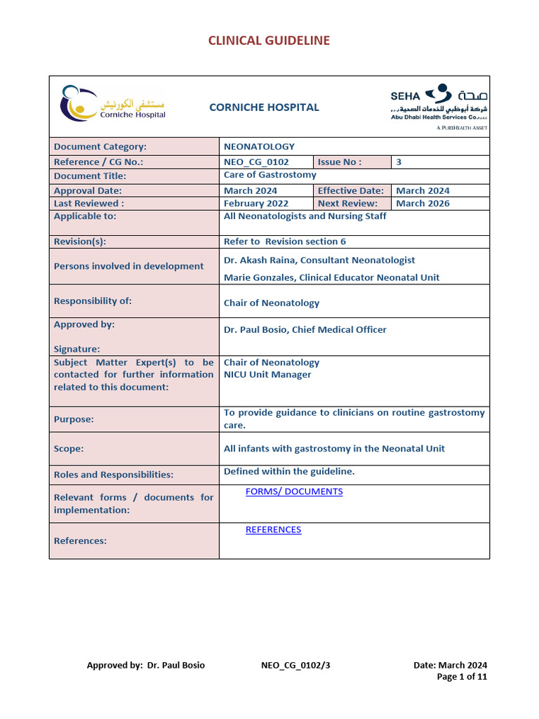 Gastrostomy Care Guidelines for Neonates | PDF | Gastroenterology ...