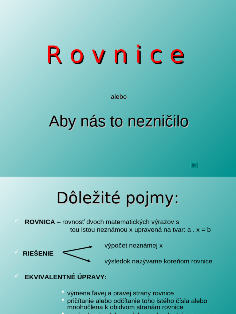 Ako Riešiť Rovnice | PDF