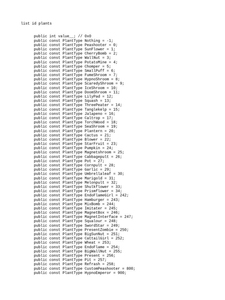Id Plantas (PVZ Fusión) | PDF
