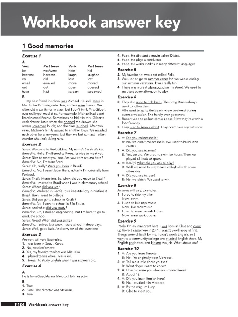 Unit 1 Answer Keys | PDF