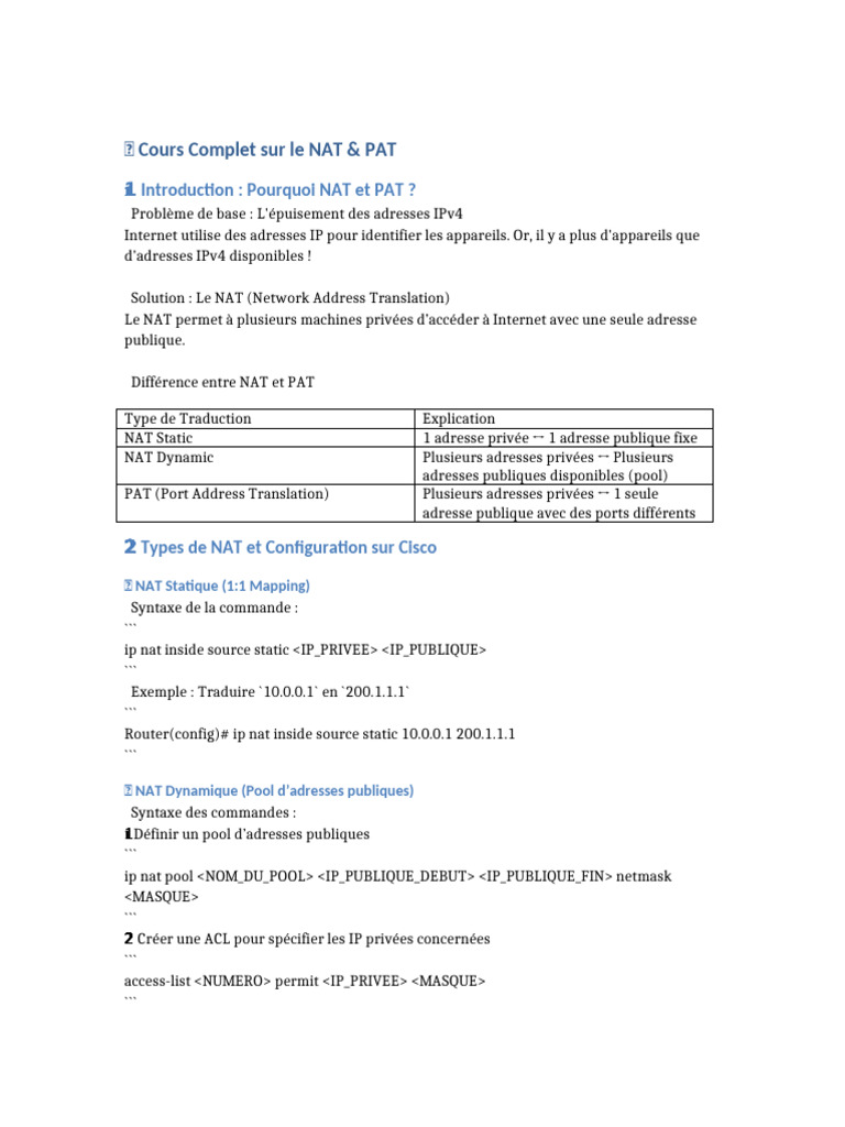 Guide Pratique sur NAT et PAT | PDF