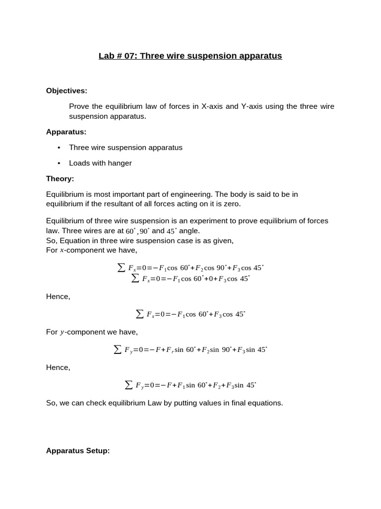 Lab No-8 Three Wire Suspension | PDF