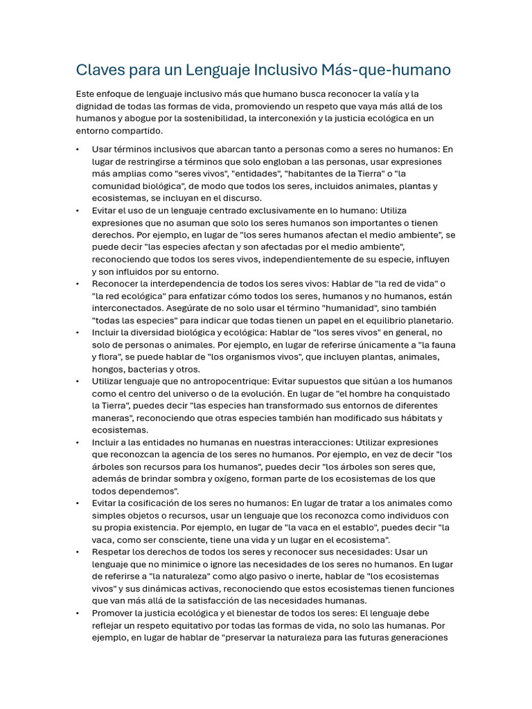 Claves Del Lenguaje Mas Que Humano Pdf Ecosistema Naturaleza