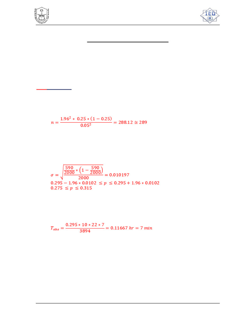 Work Sampling Study Analysis 2012 | PDF | Confidence Interval