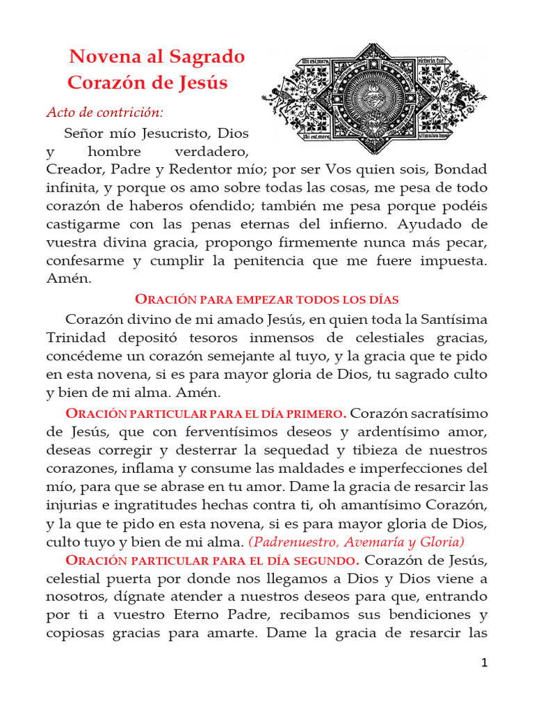 Novena al Sagrado Corazón de Jesús | PDF | orador del Señor | Oración