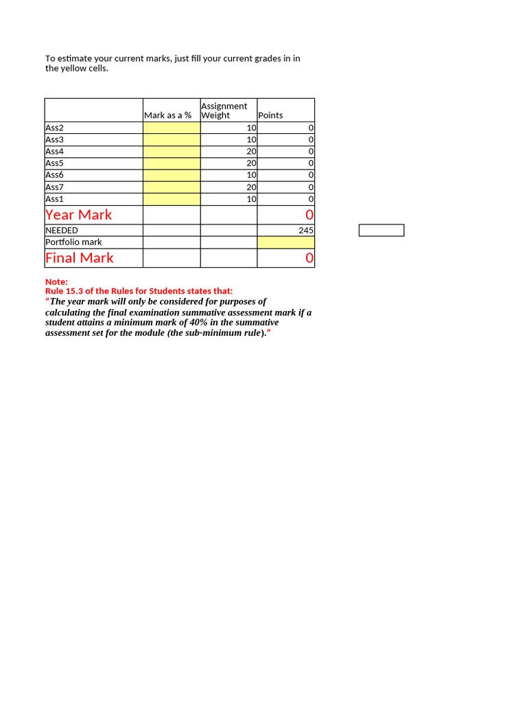 Year Mark Calculation Guidelines | PDF