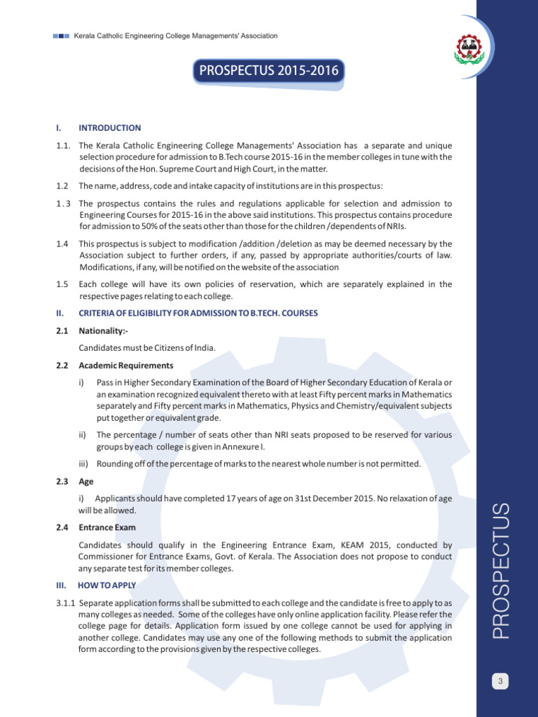 B.Tech Admission Prospectus 2015-16 | PDF | University And College ...