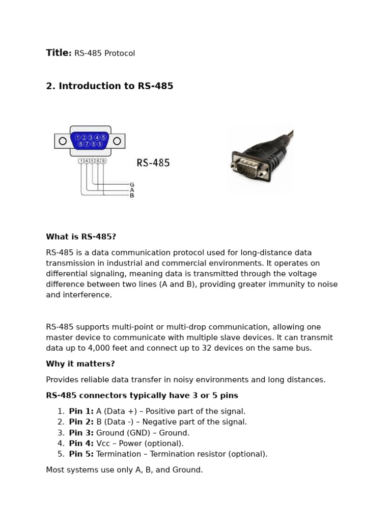 RS-485 Protocol Overview and Benefits | PDF