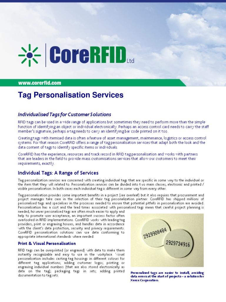 048 Tag Personalisation Service Fact Sheet | PDF | Radio Frequency ...