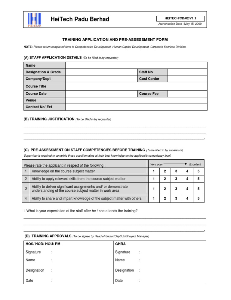 Staff Training Application Form | PDF | Business