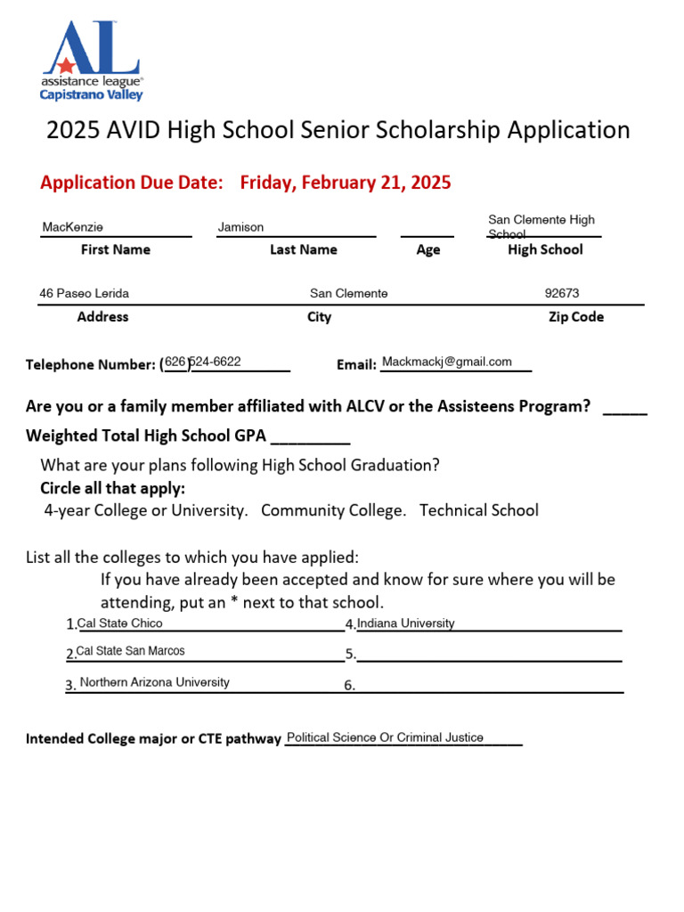 2025 AVID Scholarship Application Guide | PDF