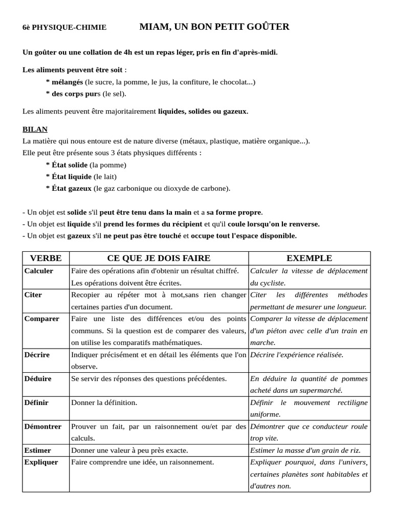 Physique-Chimie : États de la Matière et Ustensiles | PDF | Gaz | Masse