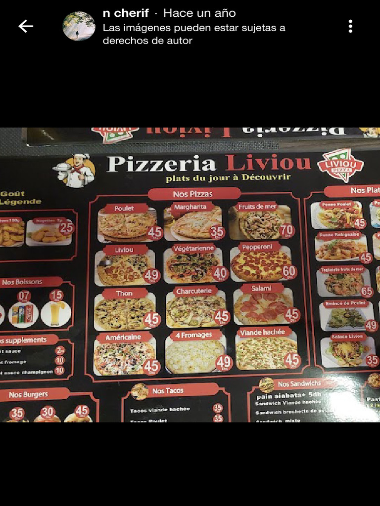 Menú de Pizzeria Liviou | PDF