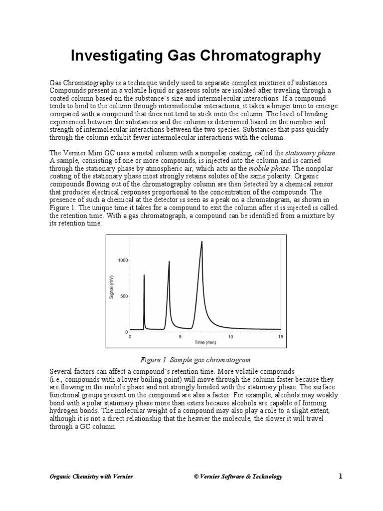 Investigating Gas Chromatography Figure 1 Sample Gas Chromatogram PDF Chromatography Gas