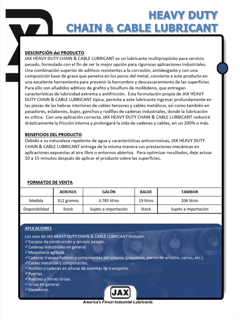 HT Chain & Cable Lubricant | PDF | Ingeniería mecánica | Materiales