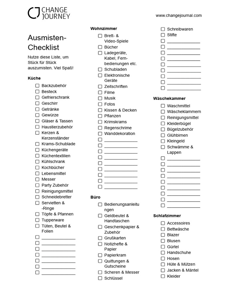 Ausmisten Checkliste Pdf