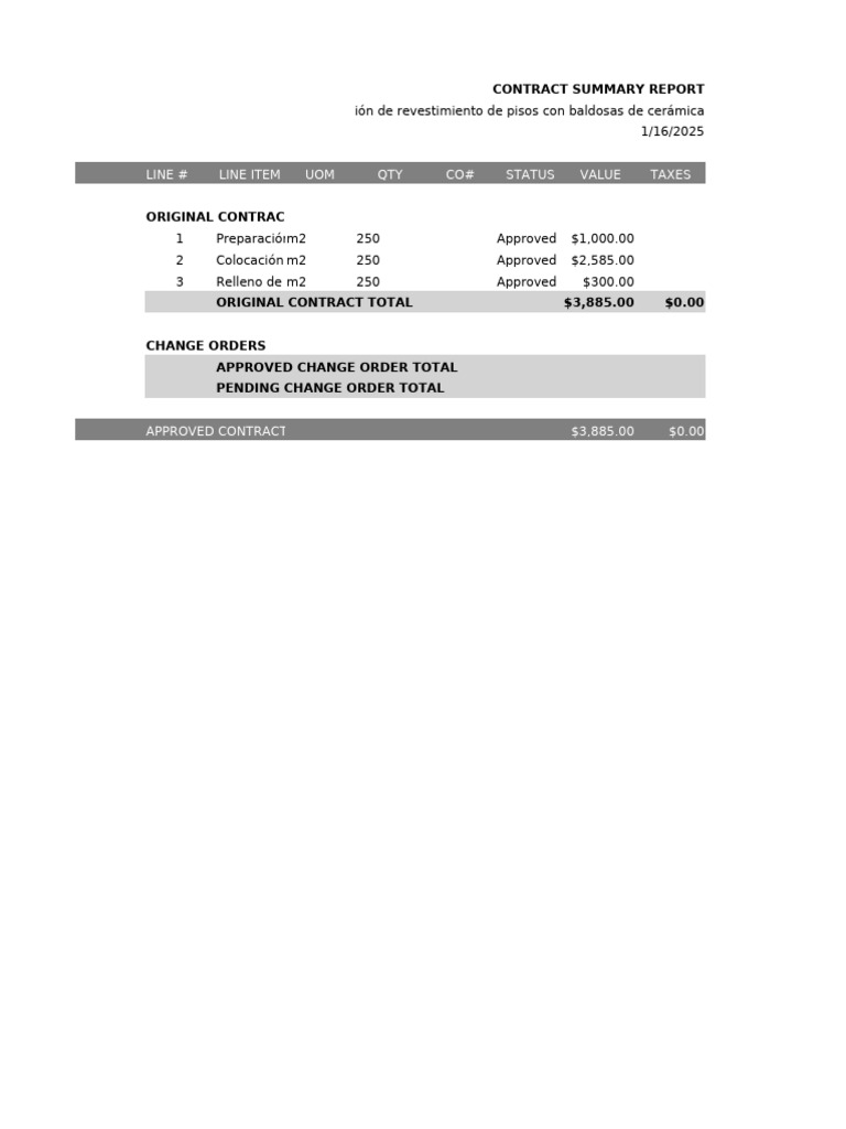 Ceramic Tile Flooring Contract Summary | PDF