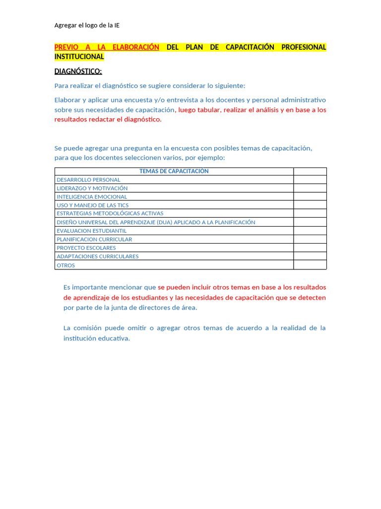 Plan de Capacitación Profesional 2024-2025 | PDF | Maestros | Evaluación