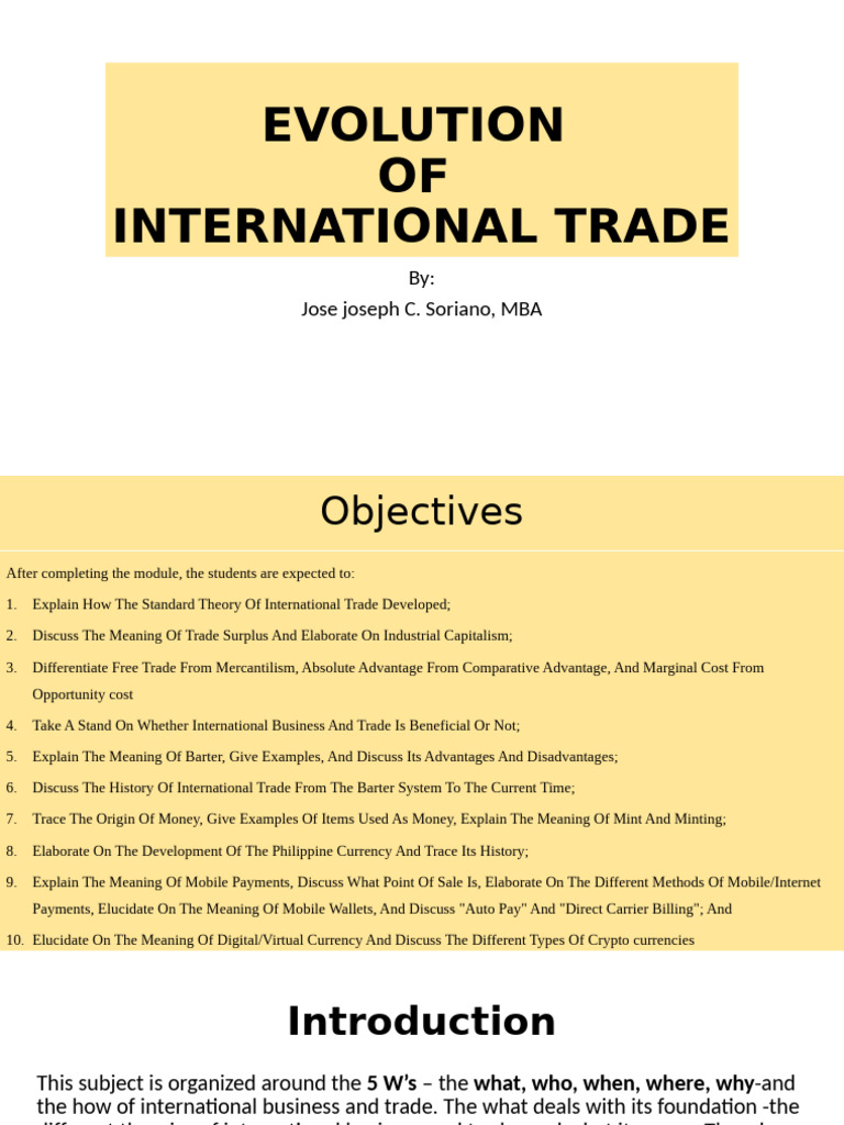 Evolution of International Trade Theory | PDF | Money | Currency