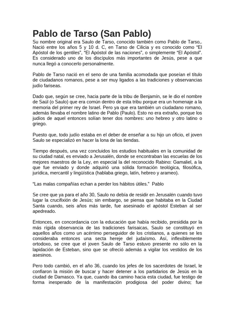 BIOGRAFIA DE Pablo de Tarso PDF - 1