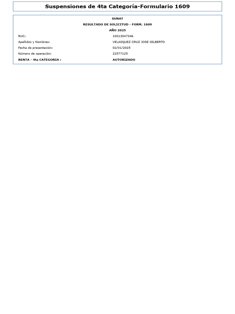 Sunat -Suspension de 4ta - 2025 | PDF