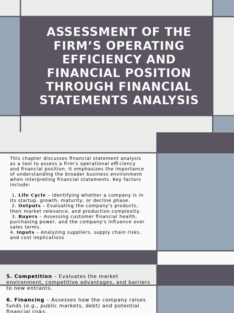 Assessment of the Firms Operating Efficiency and Financial | PDF ...