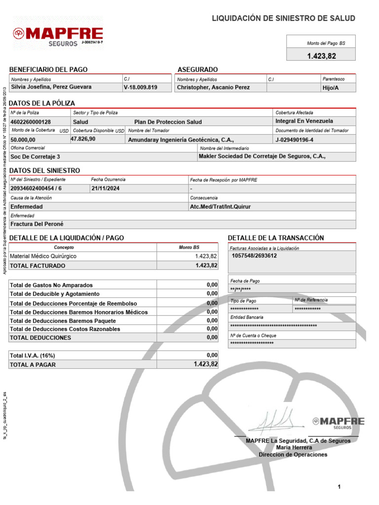 Liquidación Siniestro Salud AXA | PDF | Póliza de seguros | Seguro