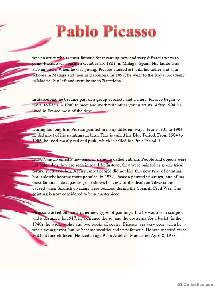 Pablo Picasso Pdf Pablo Picasso Cubism